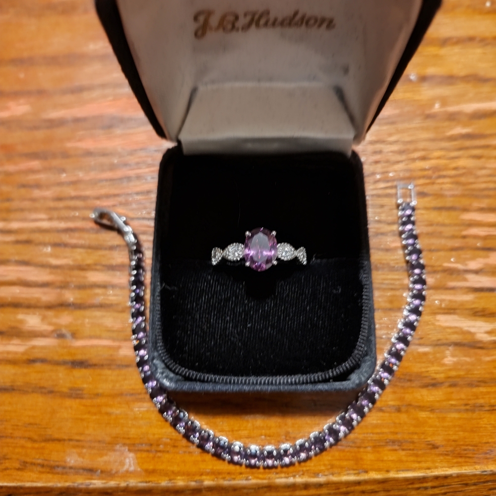 Hudson Jeans Purple Gemstone Ring with Silver Accents